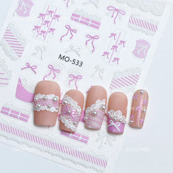 Gold Silver White Black Pink Blue Bowknot Ribbon Flat 3D Line Gird Strap Tie Elegant Charming Nail Art Stickers Manicure Decals (ONLINE ORDER ONLY)
