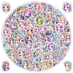 50/100Pcs Cartoon Rainbow Cute Horse Children Luggage Laptop Mobile Phone Decorative Stickers Waterproof Graffiti Wholesale (ONLINE ORDER ONLY)