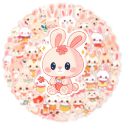Kawaii Rabbit Stickers Cute Animal Cartoon Decals for Luggage Laptop Phone Car Bike Skateboard (Online Order Only)