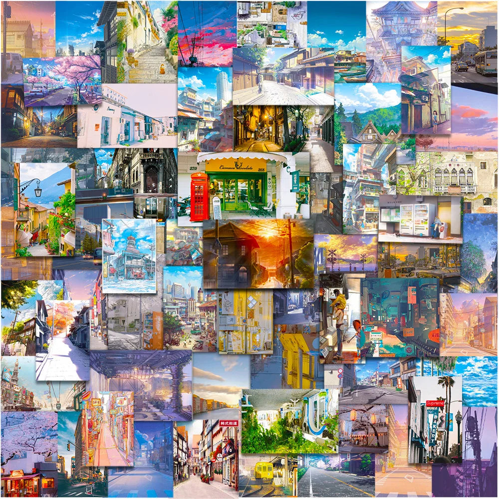 Anime Cartoon Landscape Aesthetic Stickers Decal Set - Waterproof for Laptop, Phone, Guitar, Luggage (ONLINE ORDER ONLY)