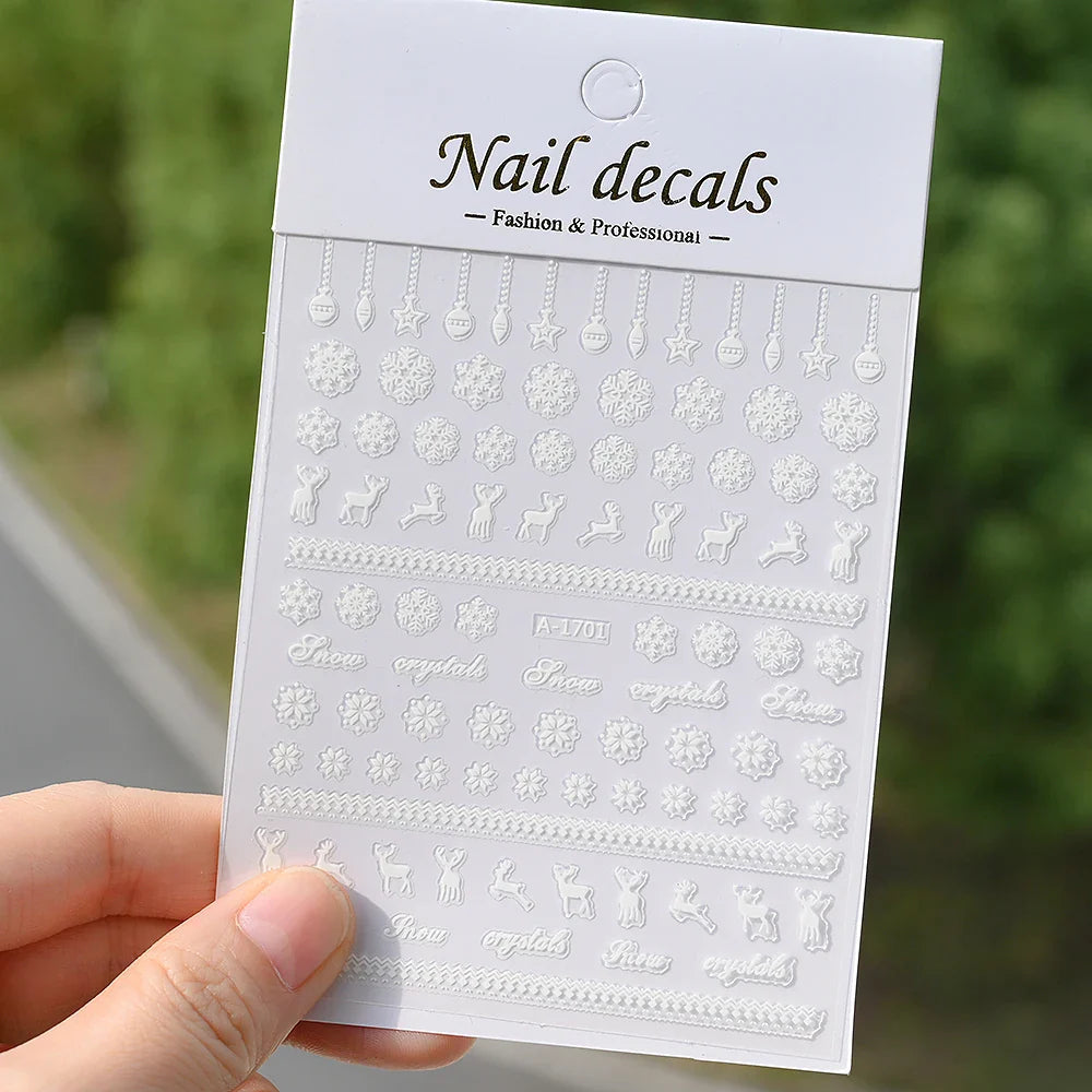 1PCS Laser Gold Snowflake Christmas Tree Nail Sticker 3D Adhesive Nail Decals Nail Art Accessories New Christmas Decoration 2024 (ONLINE ORDER ONLY)