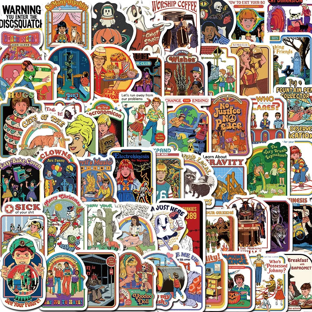 60PCS Cartoon Retro Ghost Graffiti Mixed Anime Sticker DIY Luggage Skateboard Laptop Helmet Guitar Sticker Kids Decals (ONLINE ORDER ONLY)