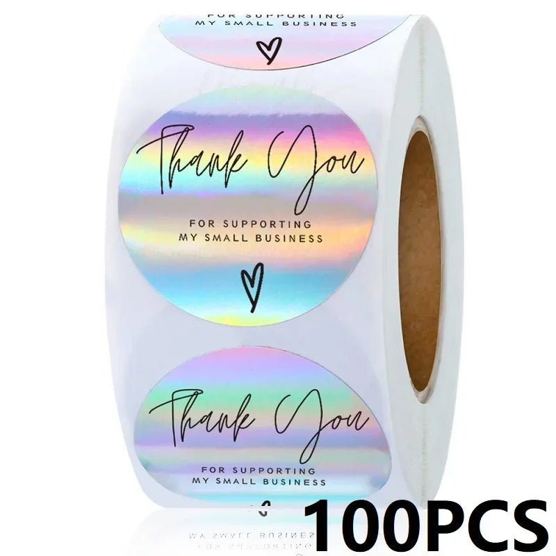 100-500PCS New Thank You Stickers for Business Packaging Stickers Rolling Sticker Roll Merci Small Home Made Lables TZ007-A (ONLINE ORDER ONLY)