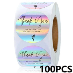 100-500PCS New Thank You Stickers for Business Packaging Stickers Rolling Sticker Roll Merci Small Home Made Lables TZ007-A (ONLINE ORDER ONLY)