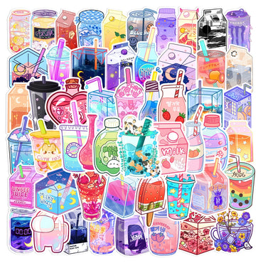 Cute Drink Cup Stickers for DIY Scrapbook, Luggage, Water Bottle, Laptop, Phone - 10/25/50pcs (Online Order Only)