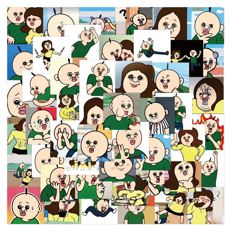 60pcs Cartoon Stickers for Laptop, Phone, Water Bottle, Suitcase, Stationery, Refrigerator (Online Order Only)