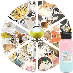 50PCS Mixed Animals Rabbit Panda Cat Sticker Aesthetic DIY Korean Stationery Decoration Scrapbooking School Supplies (ONLINE ORDER ONLY)