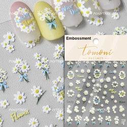 Chic Wild Flower Oil Painting Small Variegated Daisy Peach Blossom Lavender Petal Adhesive Nail Art Stickers Manicure Decals (Online Order Only)