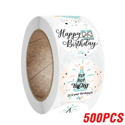 100-500pcs Cute Happy Birthday Sticker Birthday Gift Decoration Label Sealing Balloon Cake Label Packaging Scrapbook Sticker (Online Order Only)