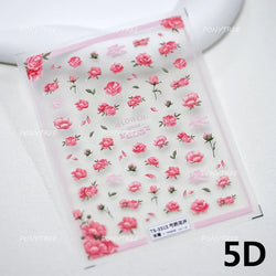 French Chic Mini Pink Rose Flower Bowknot Lace Ribbon Pearl White Little Flower Self Adhesive Nail Art Stickers Manicure Decals (ONLINE ORDER ONLY)