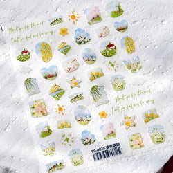 Painting Sketch Tulip Daisy Willows Scenery Daisy Colorful Flowers Sun Star Butterfly Wicker 3D Nail Art Stickers Manicure Decal (ONLINE ORDER ONLY)