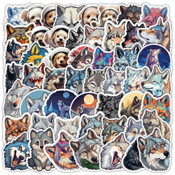 10/50pcs Cute Wolf Dog Graffiti Animal Stickers Waterproof DIY Skateboard Scrapbook Phone Notebook Laptop Fridge Car Sticker Toy (ONLINE ORDER ONLY)