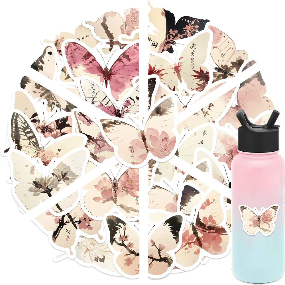 30Pcs Princess Color Aesthetic Butterfly Stickers Pack Phone Case Sticker Journal Accessories Scrapbooking Supplies (ONLINE ORDER ONLY)