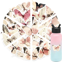 30Pcs Princess Color Aesthetic Butterfly Stickers Pack Phone Case Sticker Journal Accessories Scrapbooking Supplies (ONLINE ORDER ONLY)