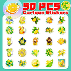 10/30/50PCS Fresh Lemon PVC Sticker Aesthetic Children's Decoration Scrapbooking Korean Stationery School Supplies for Kids (ONLINE ORDER ONLY)