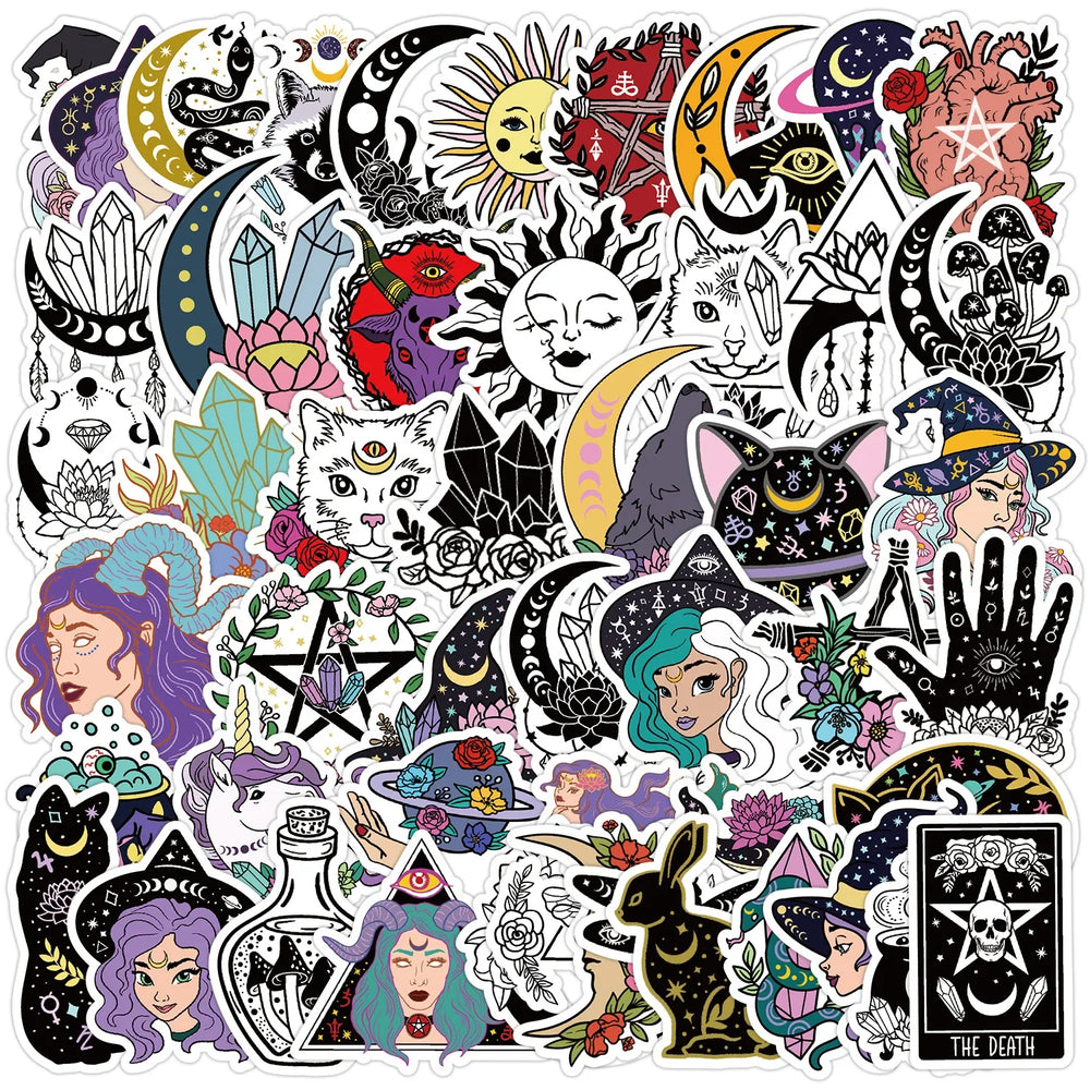 Mysterious Wizard Witch Stickers PVC Waterproof Skateboard Notebook Graffiti 10/30/50PCS (ONLINE ORDER ONLY)