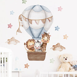 Watercolor Hot Air Balloon Animal Stickers Nursery Wall Decals Kids Room Decor Wholesale (Online Order Only)