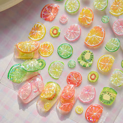 Colorful Fruit Lemon Grapefruit Kiwifruit Candy Popsicle Rabbit Cherry Apple Paw Jelly Adhesive Nail Art Sticker Manicure Decals (ONLINE ORDER ONLY)