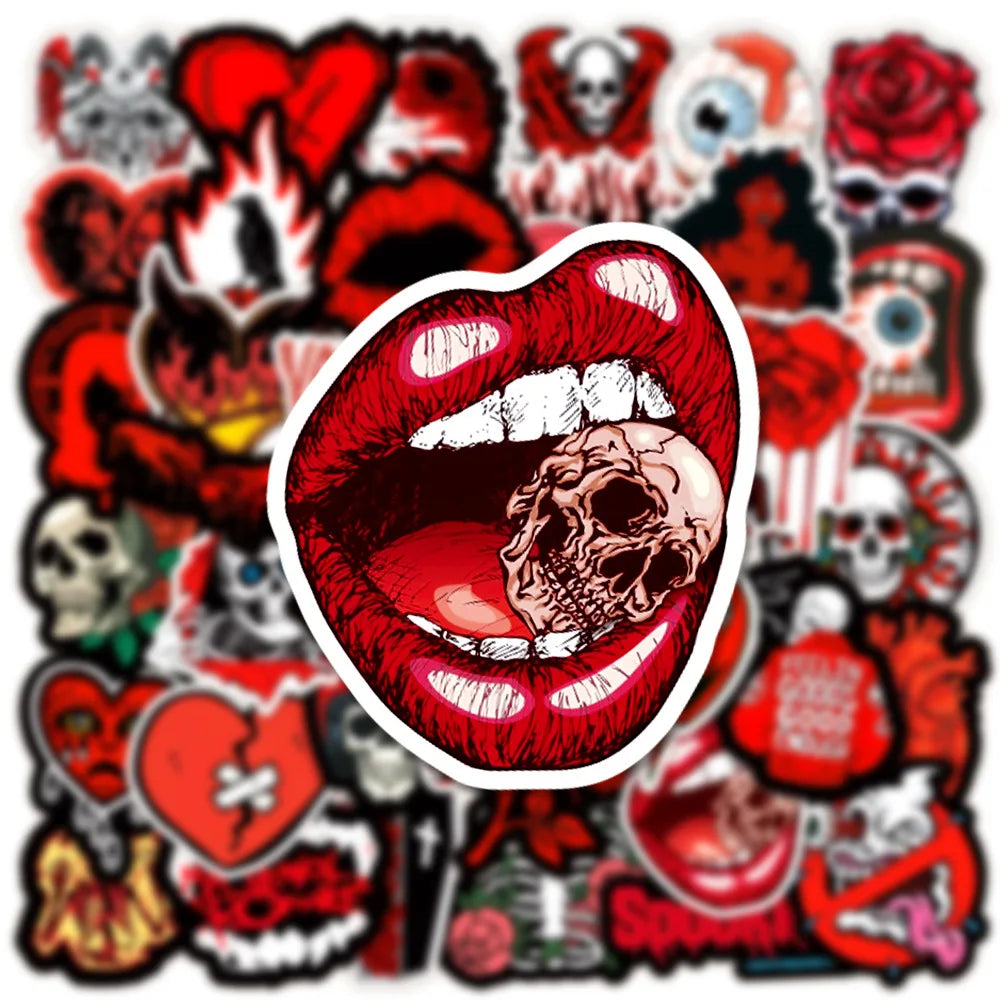 Horror Gothic Skull Stickers Waterproof Decals for Motorcycle Laptop Phone Car (Online Order Only)