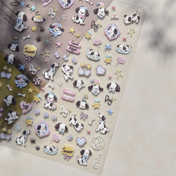 Cute Bear Star Dog Bowknot Love Heart Good Night Bone Bread Flower Self Adhesive Nail Art Decorations Stickers Manicure Decals (Online Order Only)