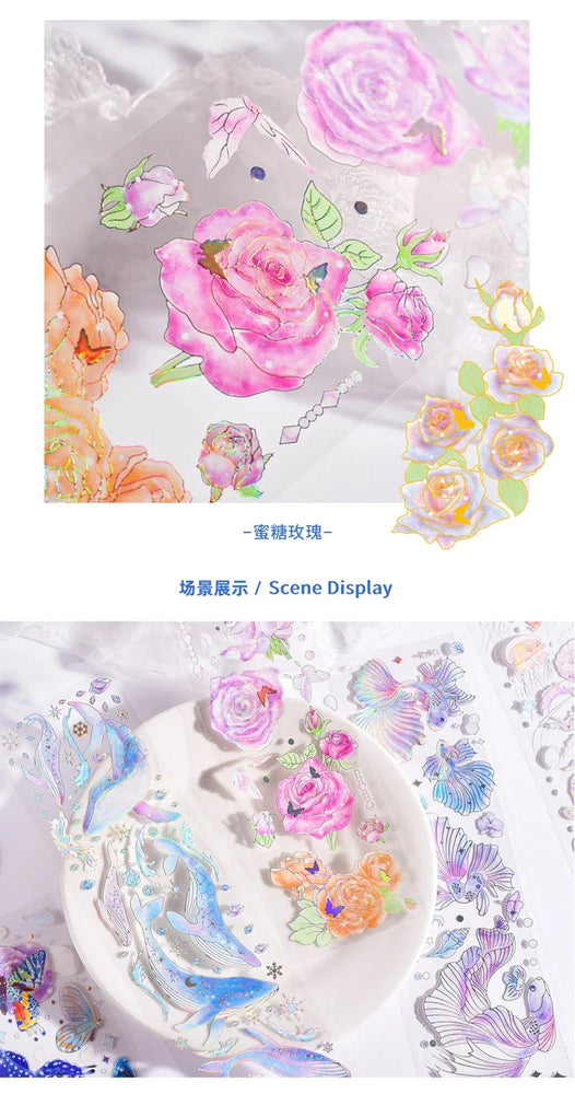 3Pcs Jellyfish Rose Butterfly Laser Sticker DIY Scrapbooking Happy Planning Photo Album Deco Stickers Art Kawaii Stationery (ONLINE ORDER ONLY)