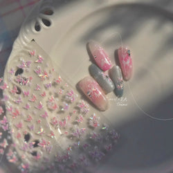 Shiny Butterfly White Pink Purple Romantic Animals Retro Photo Frame Chic Delicate Adhesive Nail Art Stickers 5D Manicure Decals (ONLINE ORDER ONLY)