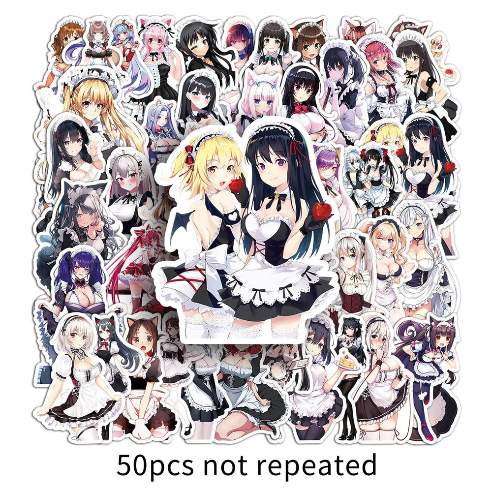 50pcs Sexy Maid Graffiti Stickers for Helmets, Walls, DIY Decoration Wholesale (ONLINE ORDER ONLY)