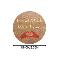 Handmade With Love Kraft Paper Stickers 100-500pcs 1inch Adhesive Labels Baking Wedding Decoration Party Decoration Sticker (Online Order Only)