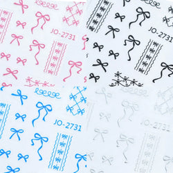 Gold Silver White Black Pink Blue Bowknot Ribbon Flat 3D Line Gird Strap Tie Elegant Charming Nail Art Stickers Manicure Decals (ONLINE ORDER ONLY)