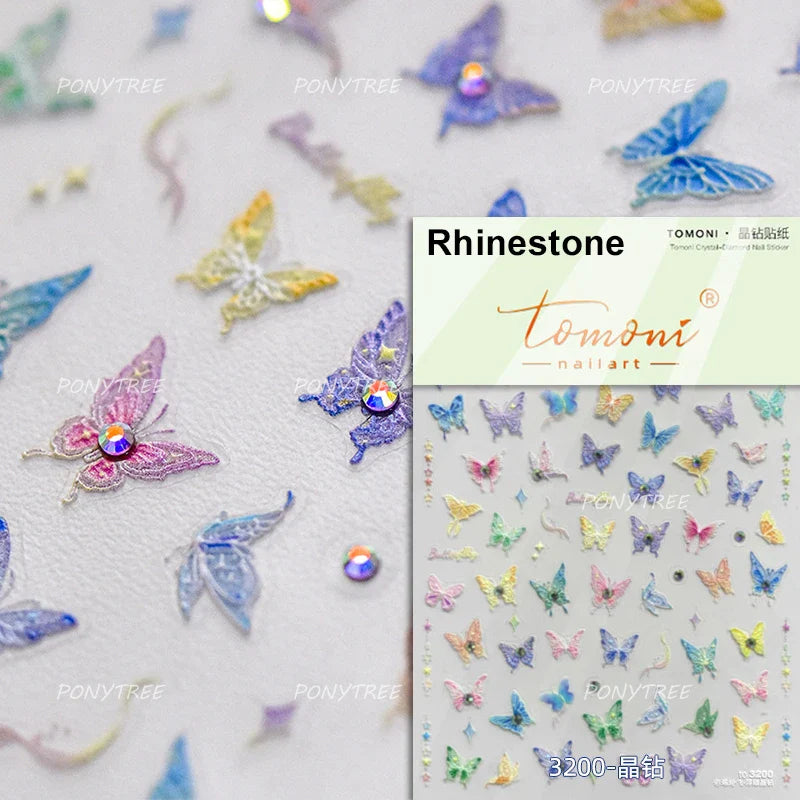 Colourful Butterfly Insect Animals Charming Jelly Special Workmanship 5D Soft Relief Adhesive Nail Art Stickers Manicure Decals (Online Order Only)