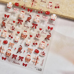 Bowknot Bear Cake Chocolates Food Star Cherry Apple Cook Love Heart Adhesive Nail Art Sticker Rhinestone Reliefs Manicure Decal (ONLINE ORDER ONLY)