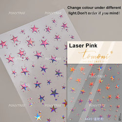 Punk Star Shiny Laser Five-pointed Star White Black Pink Hollow Out Delicate Sparkle Adhesive Nail Art Stickers Manicure Decals (ONLINE ORDER ONLY)