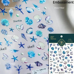 Beach Colourful Conch Dolphin Shell Starfish Jellyfish Star Summer Sea Wave Vacation Mode Water Bubble Nail Art Stickers Decals (Online Order Only)