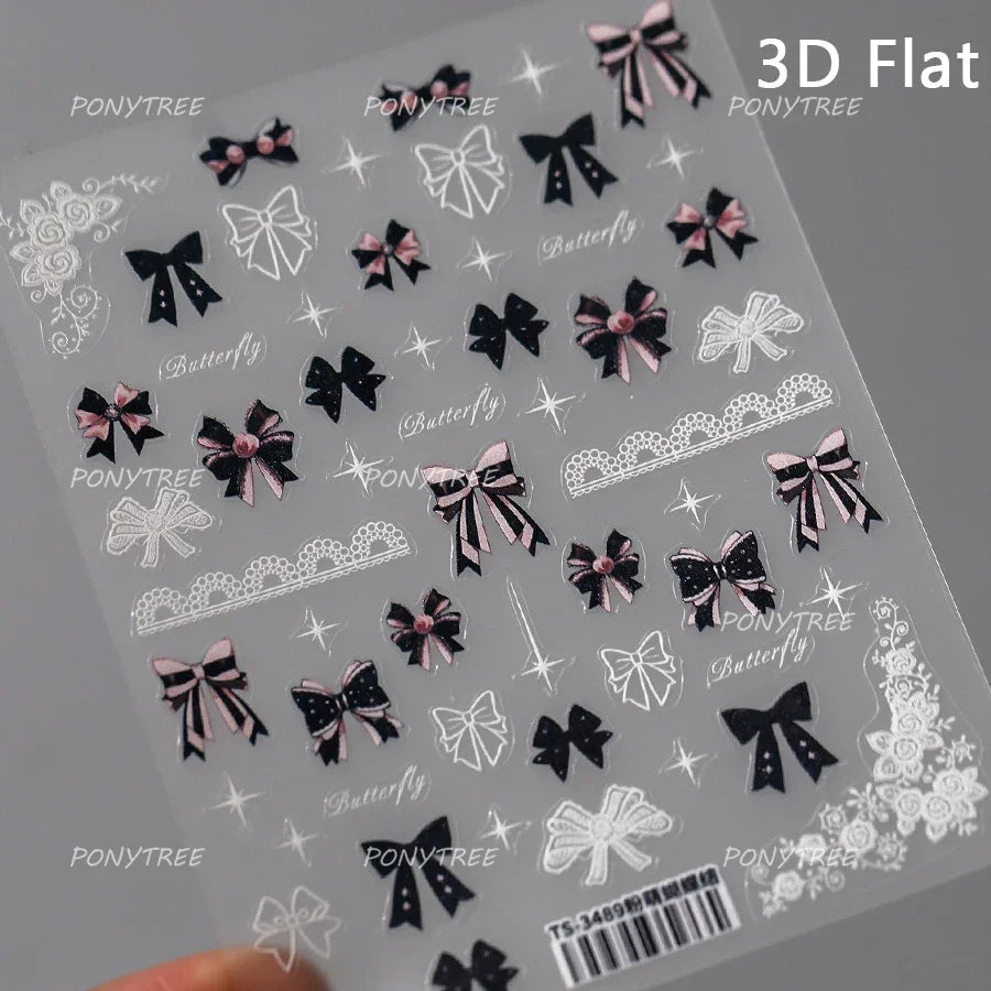Retro Lace Corset Laced Bodice Wrap Top British Classical Dress Bowknot Rose Star Key Adhesive Nail Art Sticker Manicure Decals (ONLINE ORDER ONLY)