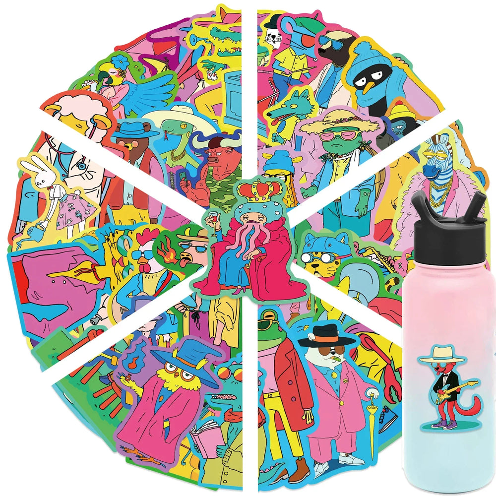 50pcs Cartoon Colorful Animal Stickers For Luggage Skateboard Laptop Guitar Aesthetic Graffiti Sticker Decals Toys (ONLINE ORDER ONLY)