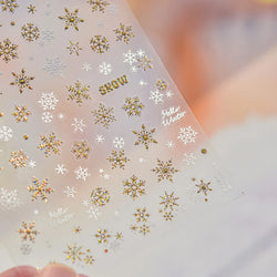 Shiny Pink Silver Hot Stamping Snow Adhesive Nail Art Sticker Snowflake Rhinestone Manicure Decal Nail Supplies for Professional (Online Order Only)