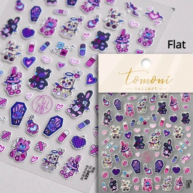 Round Jeans Square Sexy Blue Series Cowboy Lucky Beautiful Letter Self Adhesive Nail Art Sticker Pearl Rhinestone Manicure Decal (ONLINE ORDER ONLY)