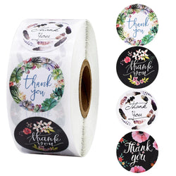500pcs/roll Thank You Stickers Flower Pattern Party Wedding Decoration Gift Envelope Seal Labels Scrapbooking Stickers (ONLINE ORDER ONLY)
