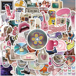 65PCS Y2K VSCO Vintage Aesthetic Stickers for Diary, Motorcycle, Phone, Scrapbook (ONLINE ORDER ONLY)