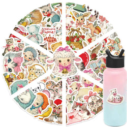 50Pcs Vintage Animals Clipart Animal Cartoon Stickers DIY Scrapbooking Guitar Snowboard Motorcycle Luggage Toy Sticker (ONLINE ORDER ONLY)