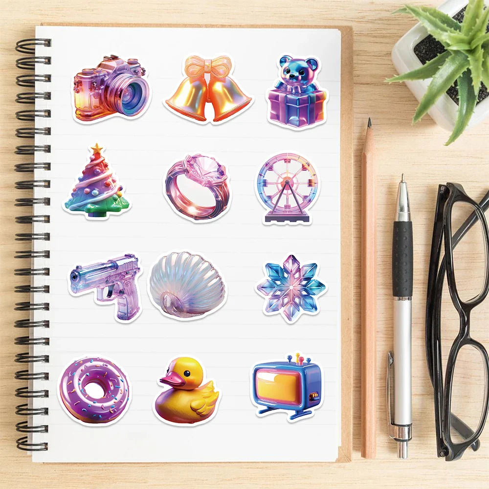 50PCS Cartoon 3D Gift Stickers DIY Diary Laptop Luggage Skateboard Aesthetic Scrapbook DIY Child Phone Stationery Supply for Kid (Online Order Only)