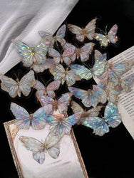 1 pack/20 pieces pink crystal butterfly three-dimensional butterfly handbook DIY decorative sticker garbage diary (ONLINE ORDER ONLY)