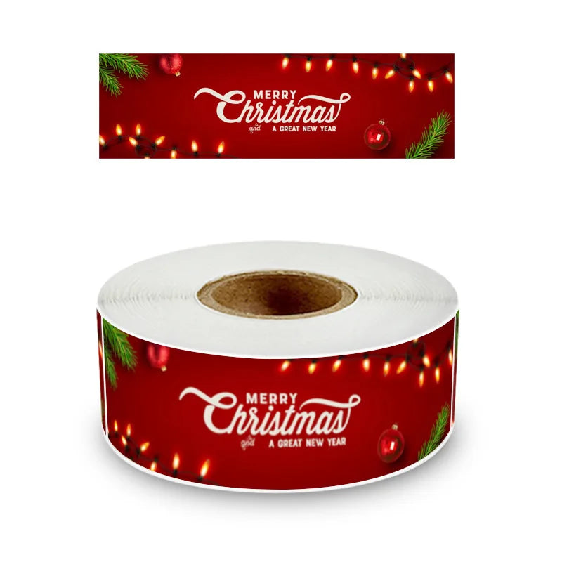 120pcs/roll Rectangle Merry Christmas Sticker Holiday Party Gift Decoration Sealed Envelope Stickers Happy New Year Baking Label (ONLINE ORDER ONLY)
