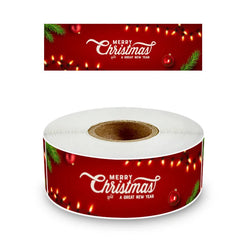 120pcs/roll Rectangle Merry Christmas Sticker Holiday Party Gift Decoration Sealed Envelope Stickers Happy New Year Baking Label (ONLINE ORDER ONLY)