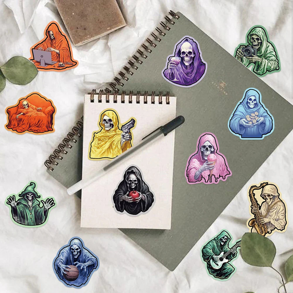 55pcs Cool Cartoon Skull Waterproof Stickers Skateboard Car Phone Laptop Luggage Motorcycle Bike Decoration Sticker Decals (ONLINE ORDER ONLY)