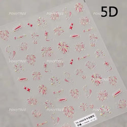 Colorful Fireworks Burst Hot Stamping Process Laser Pink Bright Romantic Self Adhesive Nail Art Stickers Chic Manicure Decals (ONLINE ORDER ONLY)