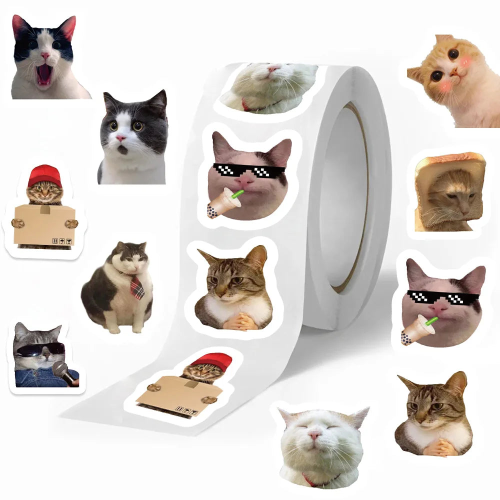 50-500pcs Funny Cartoon Cat Sticker Children Label Stickers Cute Toy Phone Laptop Notebook DIY Gift Sealing Decoration Sticker (ONLINE ORDER ONLY)