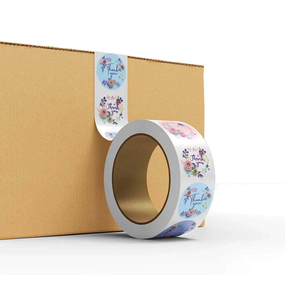100-500Pcs 2023 New Thank You Sticker for Seal Labels Round Floral Multi Color Labels Business Handmade Stationery Stickers (Online Order Only)