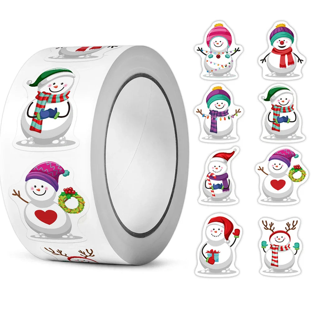 100-500pcs Heterotypic Christmas Themed Snowmans Stickers 8 Designs DlY Decoration Gift Stickers Holiday Party Decoration Labels (ONLINE ORDER ONLY)
