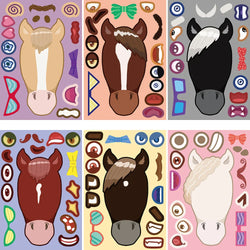 8/16/32pcs Cartoon Pony Head Make A Face Puzzle Stickers Kids Funny Animals Sticker DIY Children Jigsaw Education Toys (ONLINE ORDER ONLY)